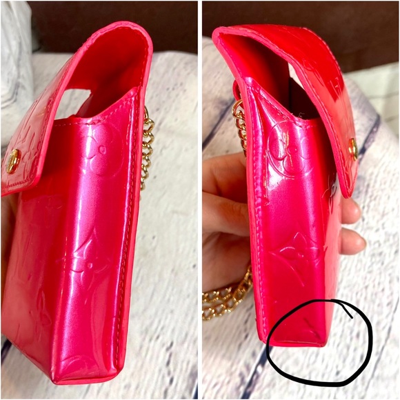 Louis Vuitton HOT PINK vernis leather pouch crossbody or bum bag w/keychain - Picture 7 of 10
